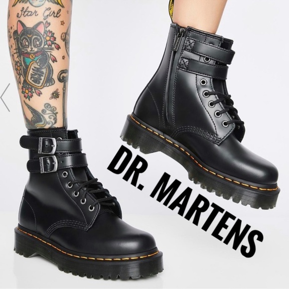 Dr. Martens Shoes - DR. MARTENS BLACK 1460 SMOOTH LEATHER BUCKLE BOOTS 🖤